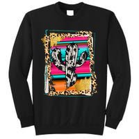 Serape Cactus Leopard Cow Pattern Print Cowgirl Rodeo Sweatshirt