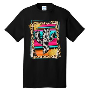 Serape Cactus Leopard Cow Pattern Print Cowgirl Rodeo Tall T-Shirt