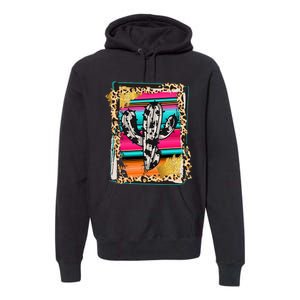 Serape Cactus Leopard Cow Pattern Print Cowgirl Rodeo Premium Hoodie