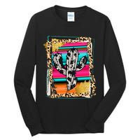 Serape Cactus Leopard Cow Pattern Print Cowgirl Rodeo Tall Long Sleeve T-Shirt