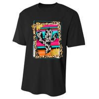 Serape Cactus Leopard Cow Pattern Print Cowgirl Rodeo Performance Sprint T-Shirt