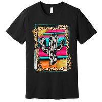 Serape Cactus Leopard Cow Pattern Print Cowgirl Rodeo Premium T-Shirt