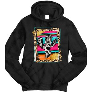 Serape Cactus Leopard Cow Pattern Print Cowgirl Rodeo Tie Dye Hoodie