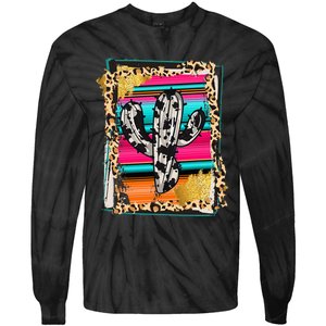 Serape Cactus Leopard Cow Pattern Print Cowgirl Rodeo Tie-Dye Long Sleeve Shirt