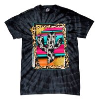 Serape Cactus Leopard Cow Pattern Print Cowgirl Rodeo Tie-Dye T-Shirt