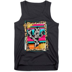 Serape Cactus Leopard Cow Pattern Print Cowgirl Rodeo Tank Top