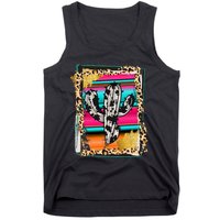 Serape Cactus Leopard Cow Pattern Print Cowgirl Rodeo Tank Top