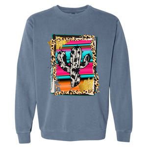 Serape Cactus Leopard Cow Pattern Print Cowgirl Rodeo Garment-Dyed Sweatshirt