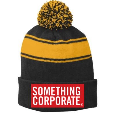 Something Corporate Logo Stripe Pom Pom Beanie