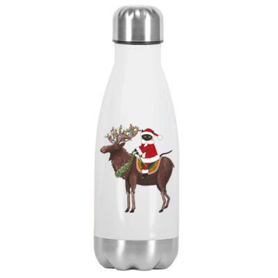 Santa Cat Light Gorgeous Reindeer Cat Lover Cute Gift Stainless Steel Insulated Water Bottle