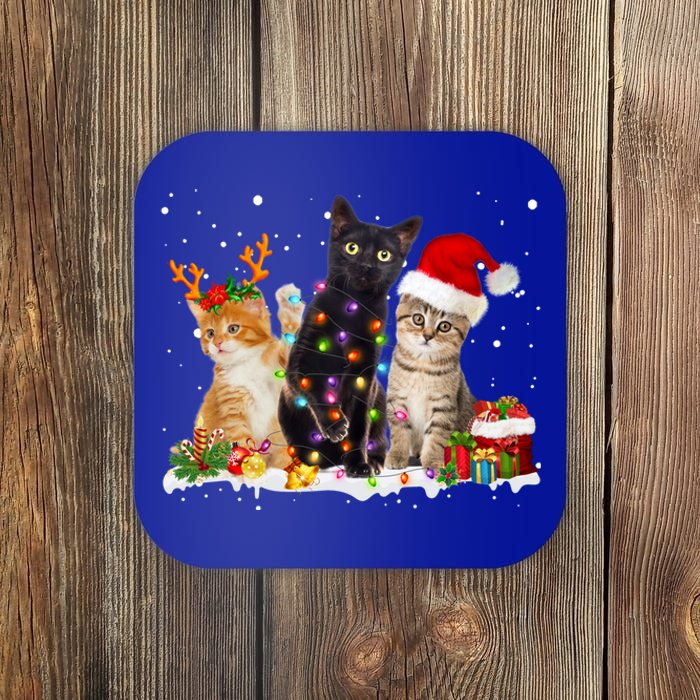 Santa Cat Light Gorgeous Reindeer Pajama Christmas Cat Lover Gift Coaster