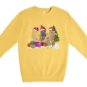 Santa Cat Light Gorgeous Reindeer Pajama Christmas Cat Lover Gift Premium Crewneck Sweatshirt