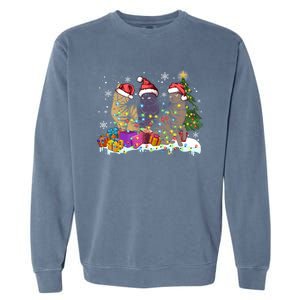 Santa Cat Light Gorgeous Reindeer Pajama Christmas Cat Lover Gift Garment-Dyed Sweatshirt