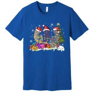 Santa Cat Light Gorgeous Reindeer Pajama Christmas Cat Lover Gift Premium T-Shirt