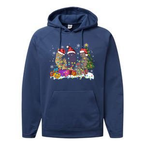 Santa Cat Light Gorgeous Reindeer Pajama Christmas Cat Lover Gift Performance Fleece Hoodie