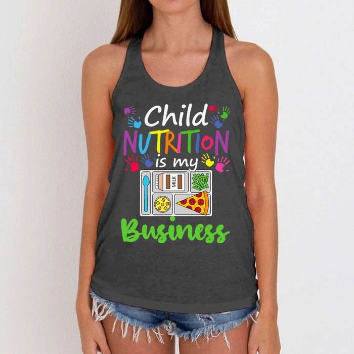 School Cafeteria Lunch Lady Child Nutrition Is My Business Women's Knotted Racerback Tank