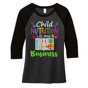 School Cafeteria Lunch Lady Child Nutrition Is My Business Women's Tri-Blend 3/4-Sleeve Raglan Shirt