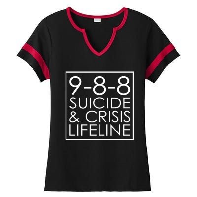 Suicide Crisis Lifeline 988 Vintage Retro Fashion Ladies Halftime Notch Neck Tee