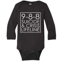 Suicide Crisis Lifeline 988 Vintage Retro Fashion Baby Long Sleeve Bodysuit