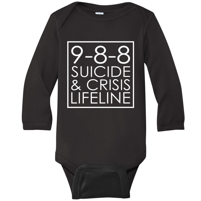 Suicide Crisis Lifeline 988 Vintage Retro Fashion Baby Long Sleeve Bodysuit