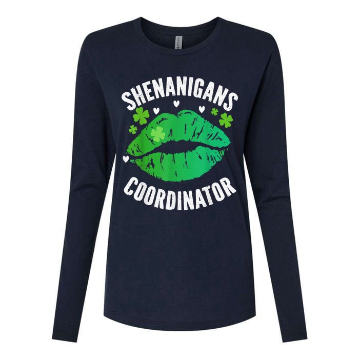 Shenanigans Coordinator Lips Sexy Shamrock St Patrick's Day Womens Cotton Relaxed Long Sleeve T-Shirt