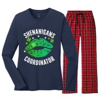 Shenanigans Coordinator Lips Sexy Shamrock St Patrick's Day Women's Long Sleeve Flannel Pajama Set 