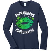 Shenanigans Coordinator Lips Sexy Shamrock St Patrick's Day Ladies Long Sleeve Shirt