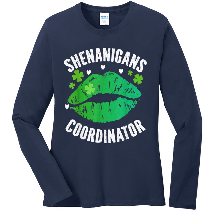 Shenanigans Coordinator Lips Sexy Shamrock St Patrick's Day Ladies Long Sleeve Shirt