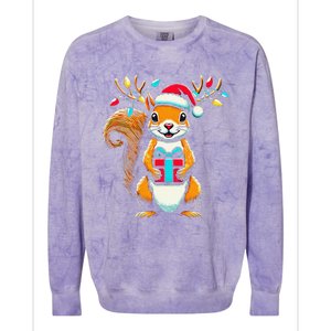 Squirrel Christmas Lights Funny Squirrel Xmas Pajama Gift Colorblast Crewneck Sweatshirt