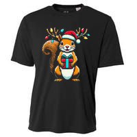 Squirrel Christmas Lights Funny Squirrel Xmas Pajama Gift Cooling Performance Crew T-Shirt