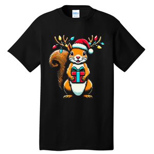 Squirrel Christmas Lights Funny Squirrel Xmas Pajama Gift Tall T-Shirt