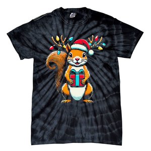 Squirrel Christmas Lights Funny Squirrel Xmas Pajama Gift Tie-Dye T-Shirt