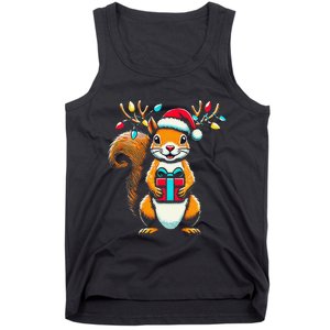 Squirrel Christmas Lights Funny Squirrel Xmas Pajama Gift Tank Top