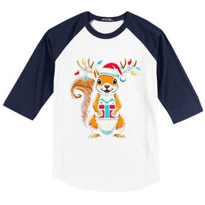 Squirrel Christmas Lights Funny Squirrel Xmas Pajama Gift Baseball Sleeve Shirt