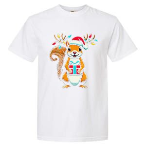 Squirrel Christmas Lights Funny Squirrel Xmas Pajama Gift Garment-Dyed Heavyweight T-Shirt