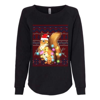 Squirrel Christmas Lights Ugly Sweater Squirrel Lover Gift Womens California Wash Sweatshirt