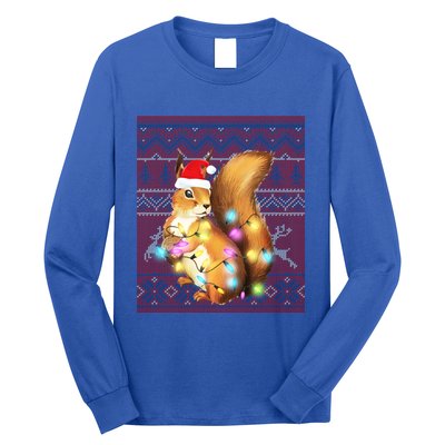 Squirrel Christmas Lights Ugly Sweater Squirrel Lover Gift Long Sleeve Shirt