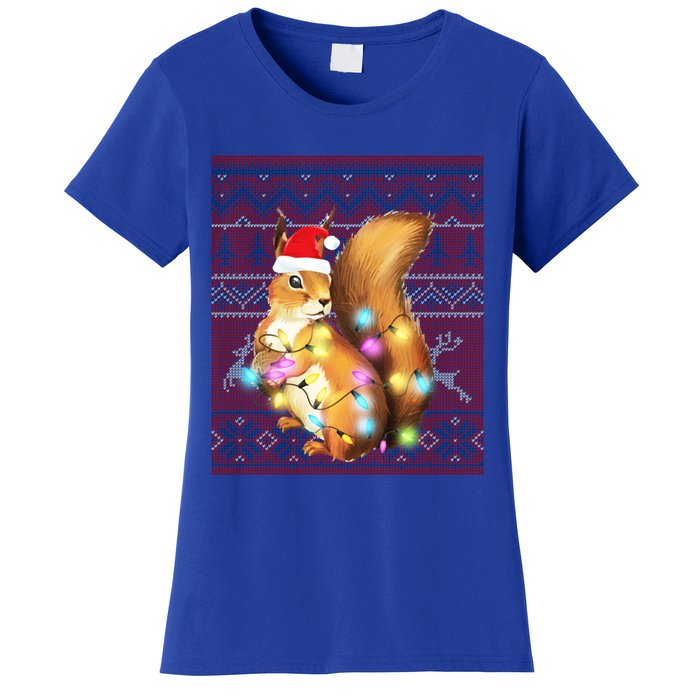 Squirrel Christmas Lights Ugly Sweater Squirrel Lover Gift Women's T-Shirt