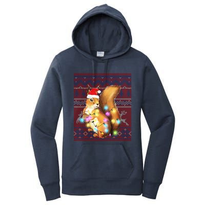 Squirrel Christmas Lights Ugly Sweater Squirrel Lover Gift Women's Pullover Hoodie