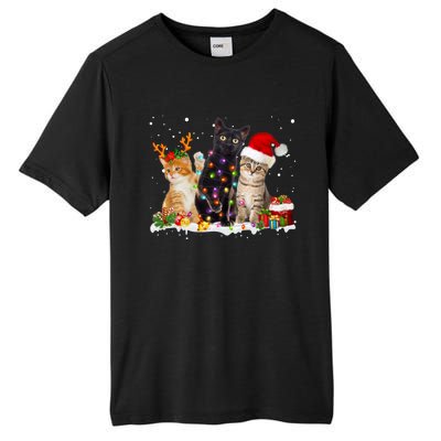 Santa Cat Light Gorgeous Reindeer Pajama Christmas Cat Lover Gift Tall Fusion ChromaSoft Performance T-Shirt