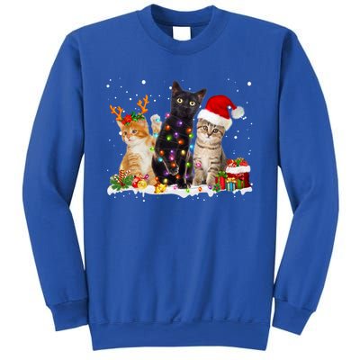 Santa Cat Light Gorgeous Reindeer Pajama Christmas Cat Lover Gift Sweatshirt