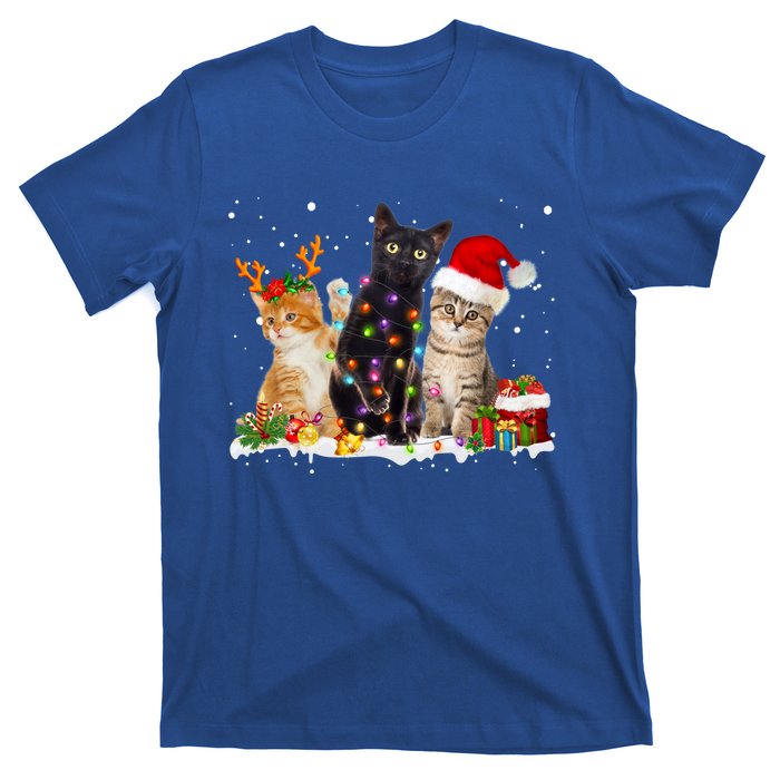 Santa Cat Light Gorgeous Reindeer Pajama Christmas Cat Lover Gift T-Shirt