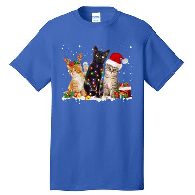 Santa Cat Light Gorgeous Reindeer Pajama Christmas Cat Lover Gift Tall T-Shirt