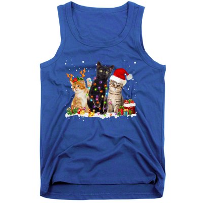 Santa Cat Light Gorgeous Reindeer Pajama Christmas Cat Lover Gift Tank Top