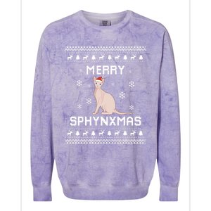 Sphynx Cat Lover Christmas Ugly Xmas Sweater Sphynx Gift Colorblast Crewneck Sweatshirt