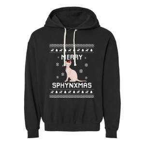 Sphynx Cat Lover Christmas Ugly Xmas Sweater Sphynx Gift Garment-Dyed Fleece Hoodie