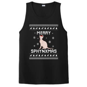 Sphynx Cat Lover Christmas Ugly Xmas Sweater Sphynx Gift PosiCharge Competitor Tank