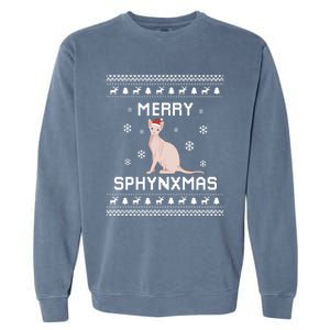 Sphynx Cat Lover Christmas Ugly Xmas Sweater Sphynx Gift Garment-Dyed Sweatshirt