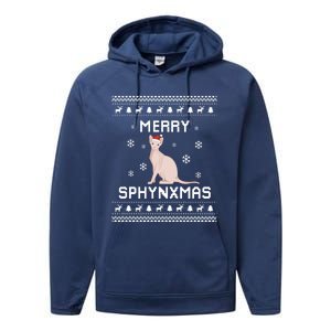 Sphynx Cat Lover Christmas Ugly Xmas Sweater Sphynx Gift Performance Fleece Hoodie