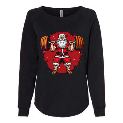 Santa Claus Loves Lifting Weights Womens California Wash Sweatshirt